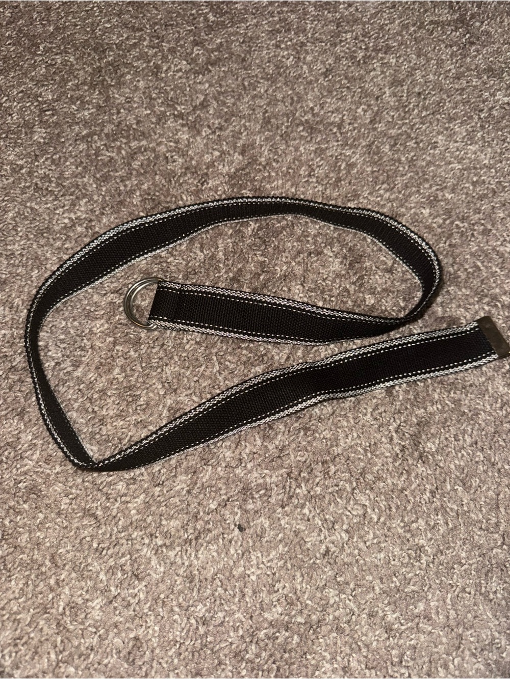 Black and Silver Webbing Fabric Belt